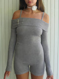 Celeste one-shoulder suspender slim-fitting sexy high-waisted knitted jumpsuit