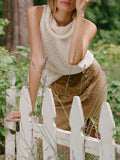 Morristown Knitted Sleeveless Scarf Collar Street Fashion Sweater Vest