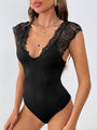 Walkiria New style sexy lace stitching large V-neck bodysuit