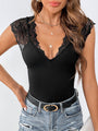 Walkiria New style sexy lace stitching large V-neck bodysuit