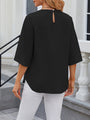 Xeleny New Round Neck Quarter Sleeve Loose Chiffon Shirt Top