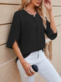 Xeleny New Round Neck Quarter Sleeve Loose Chiffon Shirt Top