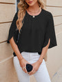 Xeleny New Round Neck Quarter Sleeve Loose Chiffon Shirt Top