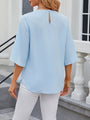 Xeleny New Round Neck Quarter Sleeve Loose Chiffon Shirt Top