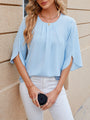 Xeleny New Round Neck Quarter Sleeve Loose Chiffon Shirt Top