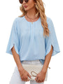 Xeleny New Round Neck Quarter Sleeve Loose Chiffon Shirt Top