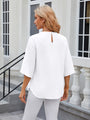Xeleny New Round Neck Quarter Sleeve Loose Chiffon Shirt Top