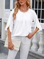Xeleny New Round Neck Quarter Sleeve Loose Chiffon Shirt Top