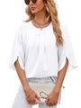 Xeleny New Round Neck Quarter Sleeve Loose Chiffon Shirt Top