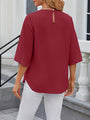 Xeleny New Round Neck Quarter Sleeve Loose Chiffon Shirt Top