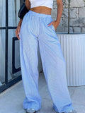 Hisbel casual striped trousers striped printed wide leg trousers