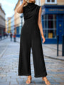 Candida New Sleeveless Solid Color Swing Collar Jumpsuit