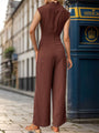 Candida New Sleeveless Solid Color Swing Collar Jumpsuit