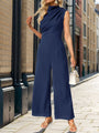 Candida New Sleeveless Solid Color Swing Collar Jumpsuit