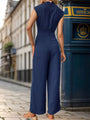 Candida New Sleeveless Solid Color Swing Collar Jumpsuit