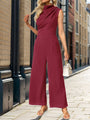 Candida New Sleeveless Solid Color Swing Collar Jumpsuit
