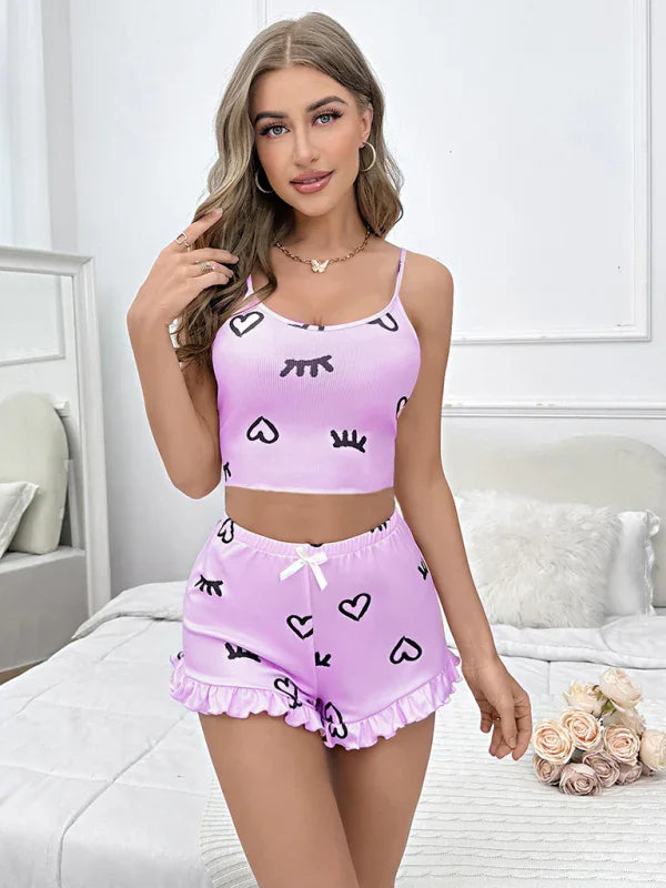 Brookhaven flower suspender + shorts home pajamas