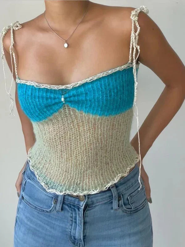 Trenton slim fit contrast color sexy suspender top