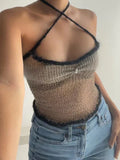 Trenton slim fit contrast color sexy suspender top