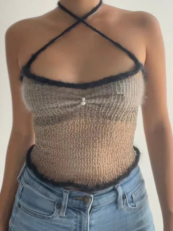 Trenton slim fit contrast color sexy suspender top
