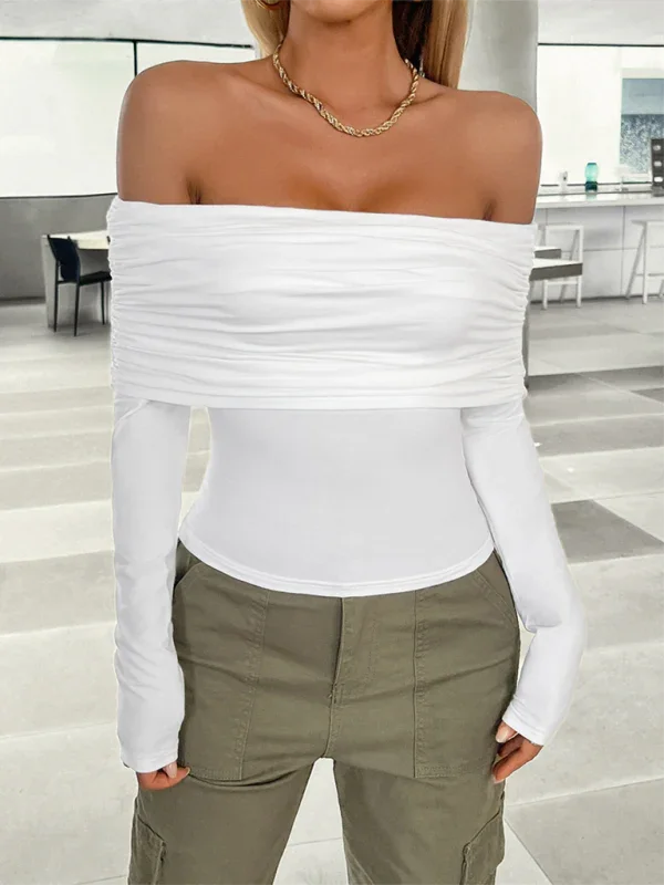 Medham casual solid color pullover one shoulder top