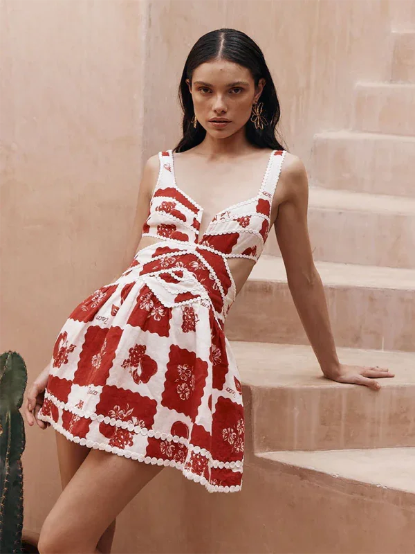 Greenfields Fashion Suspenders Positioning Printed Dress