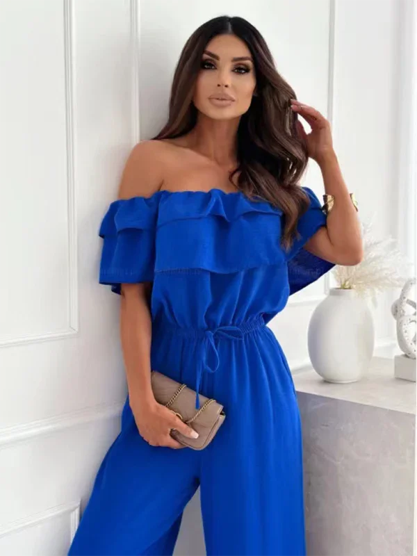 Valencia One-piece collar casual solid color waisted jumpsuit