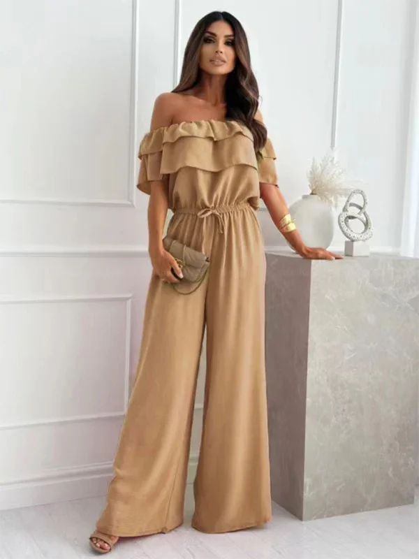 Valencia One-piece collar casual solid color waisted jumpsuit