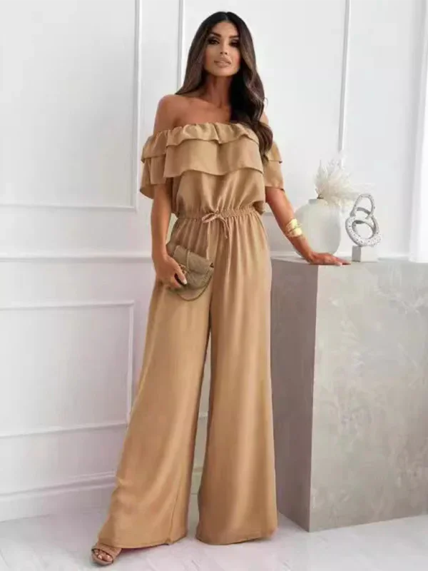 Valencia One-piece collar casual solid color waisted jumpsuit