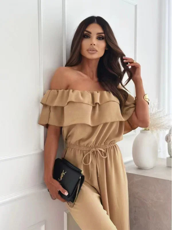 Valencia One-piece collar casual solid color waisted jumpsuit