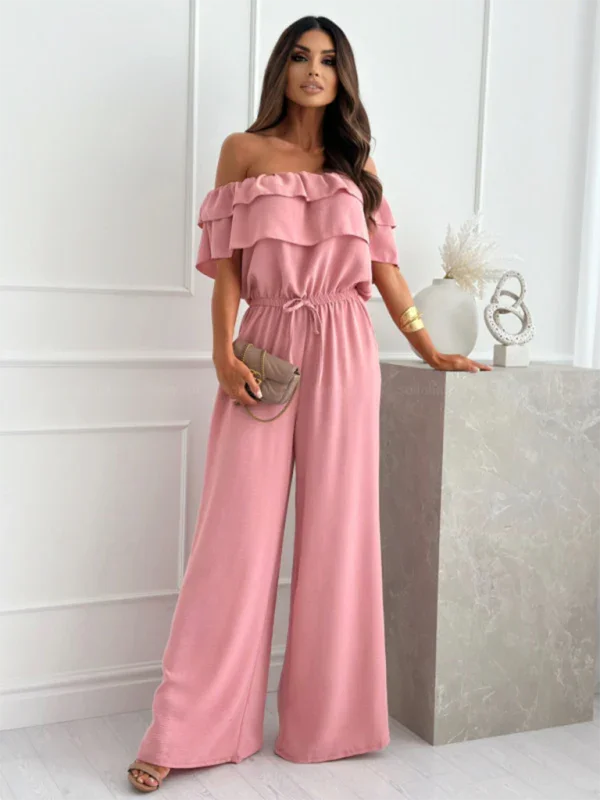 Valencia One-piece collar casual solid color waisted jumpsuit