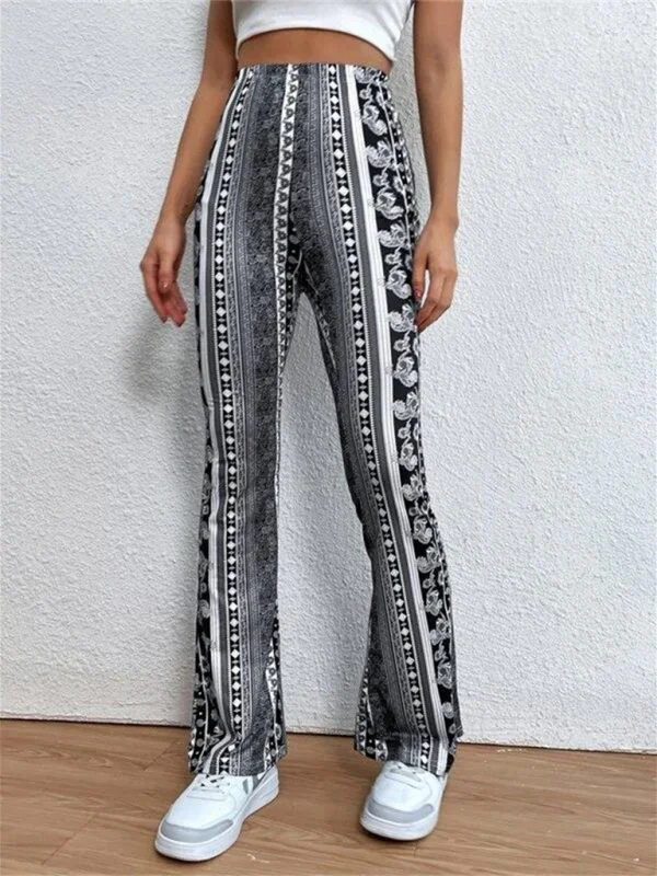 Violeta Boho Printed Skinny Micro Slim Sexy Casual Pants
