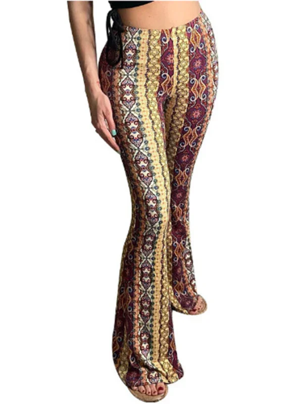 Violeta Boho Printed Skinny Micro Slim Sexy Casual Pants