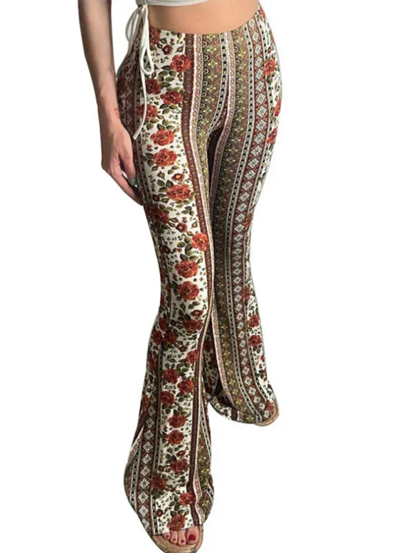 Violeta Boho Printed Skinny Micro Slim Sexy Casual Pants