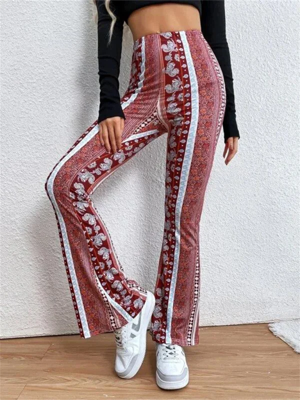 Violeta Boho Printed Skinny Micro Slim Sexy Casual Pants
