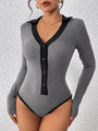 Francia Lapel Contrast Pit Stripe Brushed Bodysuit