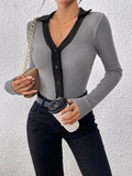 Francia Lapel Contrast Pit Stripe Brushed Bodysuit