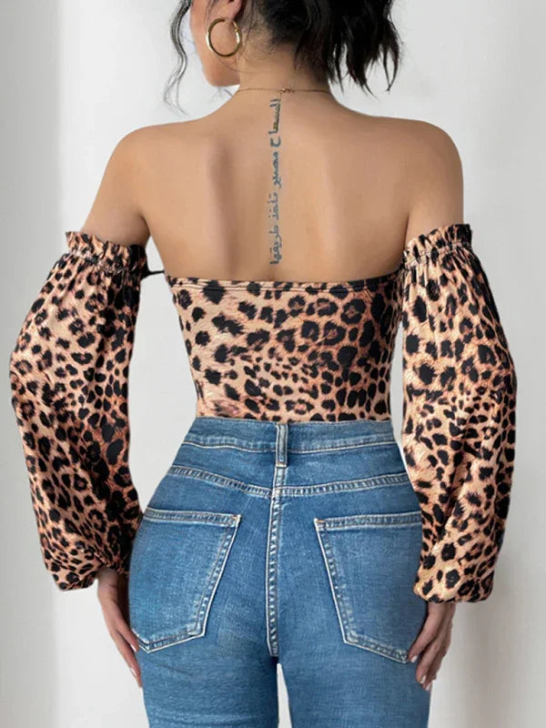 Lemaion Slim Retro Leopard Print Sweet and Spicy Style Top