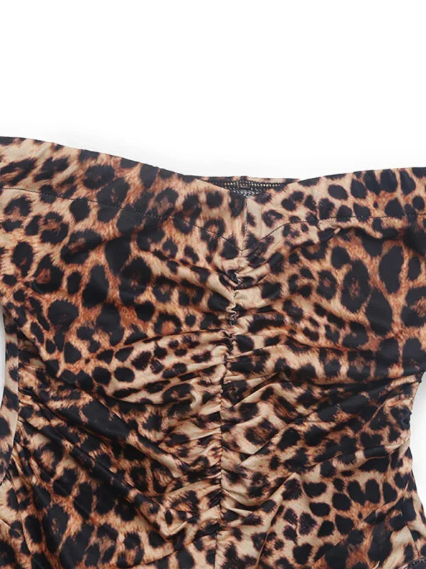 Lemaion Slim Retro Leopard Print Sweet and Spicy Style Top