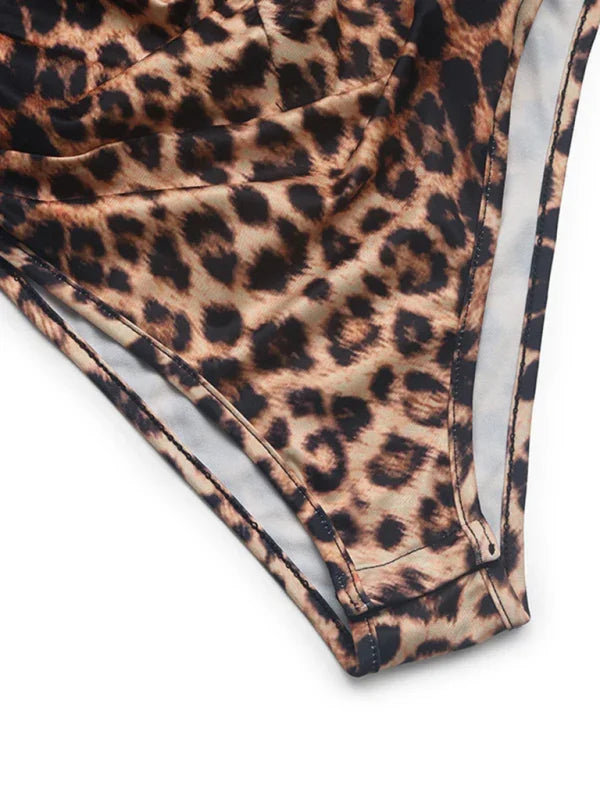 Lemaion Slim Retro Leopard Print Sweet and Spicy Style Top