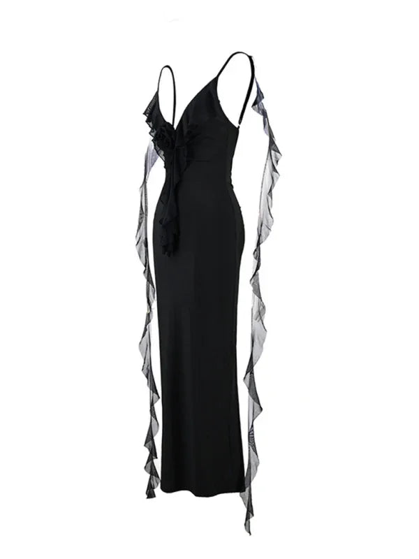 Cooperstown V-neck Backless Slim Shoulder Fishtail Evening Dress