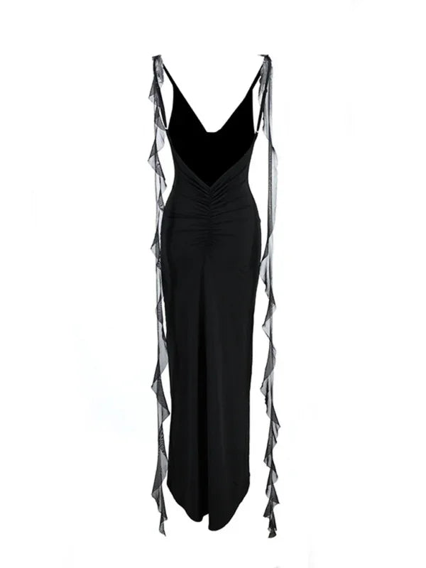 Cooperstown V-neck Backless Slim Shoulder Fishtail Evening Dress