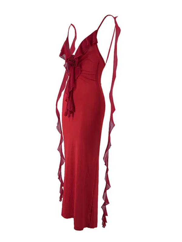 Cooperstown V-neck Backless Slim Shoulder Fishtail Evening Dress