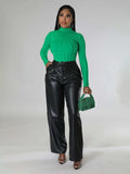 Willie Loose Wide-leg Pocket Casual Leather Pants