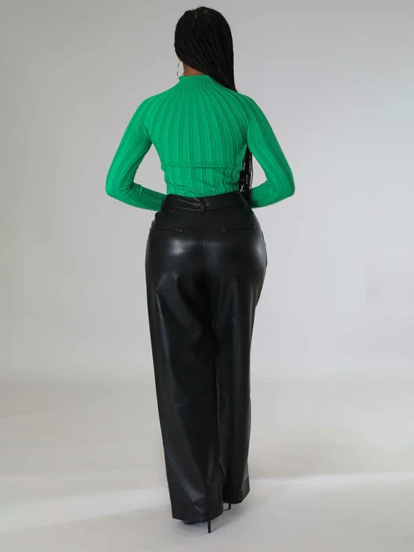 Willie Loose Wide-leg Pocket Casual Leather Pants