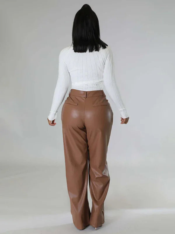 Willie Loose Wide-leg Pocket Casual Leather Pants
