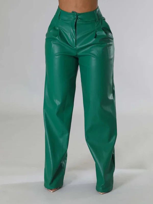 Willie Loose Wide-leg Pocket Casual Leather Pants