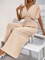 Ennia Crossover V-neck pleated wide-leg jumpsuit