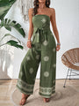 Spine Strapless snowflake print wide-leg jumpsuit