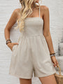 Zenna Casual simple linen solid color suspender tube top jumpsuit shorts